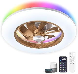 CHANFOK Neo Ceiling Fan with Light- 22 in Smart Low Profile Ceiling Fans with Alexa/Google Assistant/App Control 6 Speed Color Changing Ceiling Fan LED-RGB Back Ambient Light