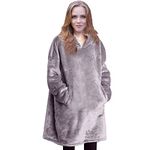 Wearable Blanket,Hoodie Blanket Sweatshirt,Wearable Fleece & Sherpa Blanket Sweatshirt with Hood, Super Soft Warm Cozy Throw for Men and Women, One Size Fits All