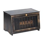 HOMEKOKO Large Wood Bread Box for Kitchen Counter, Retro Design Single Layer Bamboo Large Capacity Food Storage Bin (Vintage Black)