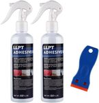LLPT Adhesive Remover 8.8 fl oz 2 Pack with Plastic Scrapper Surface Safe Removes Labels Stickers Decals Adhesive Tape Residue Tar Grease Chewing Gum (49503-2)