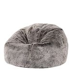 icon Kids Faux Fur Bean Bag Chair, Arctic Wolf Grey, Large Bean Bag Chairs for Kids, Fluffy Bean Bags, Kids Bean Bags for Girls and Boys, Nursery Decor Bedroom Accessories