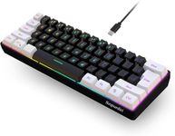 Snpurdiri 60% Wired Gaming Keyboard, True RGB Mechanical Feeling,Ultra-Compact Mini Keyboard with Detachable Cable,White and Black Color