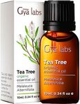 Gya Labs Australian Organic Tea Tree Oil for Skin - Natural Tea Tree Oil for Hair - Tea Tree Oil for Face - Tea Tree Essential Oil for Toenails, Scalp & Piercings - (10ml)