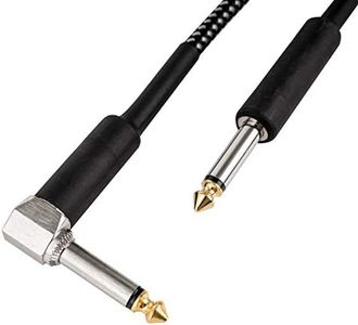 CASCHA Câble pour guitare 6.3mm, longueur 6m, câble pour instrument professionnel, Jack to Jack, câble d'ampli pour guitare électrique (Straight to Angled Jack), noir