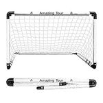 Amazing Tour Football Goal Pop Up, Football Goals for Kids, 115x80x80cm Foldable Football Goals Soccer Sport Games Training Practice Set for 2-7 Year Old Children, White, 1 Pack,