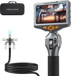 Teslong Inspection Camera, 5 Inch IPS Articulating Endoscope Camera with Two-Way Articulating Probe, 5FT Borescope Camera with Lights, 3000mAh Battery, 32G TF Card (8.5mm)