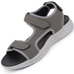 FAUSTO FST KI-9993 GREY-42 Men's Brown Outdoor Sports Adjustable Phylon Sole Flexi Sandals & Floaters (8 UK)