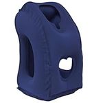 Sksoziom Travel Pillow Inflatable Airplane Neck Pillow, Foldable Neck and Head Support Pillow, for Sleeping on Airplanes, Trains, Cars and Office Napping Use Blue