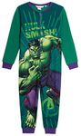 Marvel The Incredible Hulk Onesie For Boys Fleece Pyjamas All In One Sleepsuit Kids Pjs Zipped Nightwear Loungewear Green