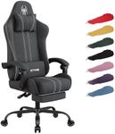 Grey Gaming Chair Breathable Fabric Computer Chair Comfortable Office Chair Game Chair with Headrest and Lumbar Support,Ergonomic Video Game Chairs for Adults,360°-Swivel Seat