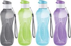 MILTON Water Bottle Kids Reusable Leakproof 17 Oz 4-Pack Plastic Wide Mouth Large Big Drink Bottle BPA & Leak Free with Handle Strap Carrier for Cycling Camping Hiking Gym Yoga (Pastel colors)