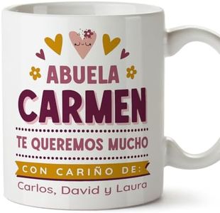 MUGFFINS Tazas Personalizadas para ABUELA - En Español - Te queremos mucho_Abuela - 11 oz / 330 ml - Regalo personalizable original y divertido