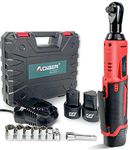 Cordless Electric Ratchet Wrench Set, AOBEN 3/8" 12V Power Ratchet Tool Kit with 2 Packs 2000mAh Lithium-Ion Battery and Charger