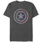 Marvel Men's Distressed Captain America Shield T-Shirt, Charcoal Heather, Large