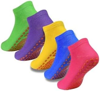 Jumplings Yoga socks for Women: Odor Free Cotton Socks with Non Slip Grips, ideal fit. (Assorted, Pack of 5)