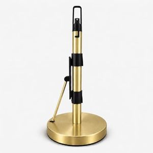 HAGOIDGSH Paper Towel Holder with Spray Pump, All-in-One Countertop Paper Towel Stand with Refillable Bottle, One-Handed Tear Kitchen Roll Holder, Weighted Base, Brushed Stainless Steel (Gold)