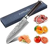 Kirosaku BOGO Premium Santoku Japanese Knife Damascus Steel 18 cm - Santoku Chef Knife Made of Japanese Damascus Steel and Pakka Wood Handle for a Fantastic Cutting Experience