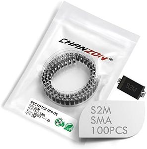 (Pack of 100 Pieces) Chanzon S2M SMD Rectifier Diode 2A 1000V SMA (DO-214AC) 2 Amp 1000 Volt Electronic Silicon Diodes