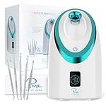 NanoSteamer Luxe by Pure Daily Care in White | Ionic Facial Steamer with Smart Steam Technology | 6 Steam Modes | Aromatherapy Basket | Digital LCD Screen | Hot Steam & Cool Mist l Extraction Set