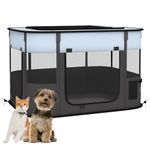 PawHut Dog Pen, Pet Playpen, Portable Foldable Dog Cat Playpen with Storage Bag for Puppies, Rabbits, Kittens, Guinea Pigs, 84 x 64 x 53cm - Grey