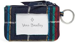 Vera Bradley Women's Cotton Zip Id Case Wallet, Tartan Plaid - Recycled Cotton, One Size