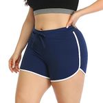 HDE Plus Size Dolphin Shorts for Women Running Workout Short Athletic Bottoms - Blue - 1x