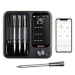 INKBIRD Bluetooth 5.4 Wireless Meat Thermometer, Unlimited WiFi Monitoring with 4 Precise Probes, LCD Display Base, IP67 Waterproof, Digital Food Thermometer for BBQ, Grill, Smoker, Oven, Kitchen