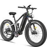 FREESKY 48V 23AH Ebike, 56 KMH Full Suspension Electric Mountain Bike 26" Fat Tire Off-Road Adult Electric Bicycle, 7 Speed Electric Bike for Adults, All-Terrain E Bike E Bicycle