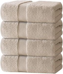 White Classic Luxury Bath Towels Set of 4 Large - 700 GSM Cotton Ultra Soft Bath Towels 27x54 | Highly Absorbent and Quick Dry | Hotel Towels for Bathroom Luxury, Plush Shower Towels, Taupe