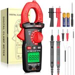 CAMWAY Digital Clamp Meter,Clamp Multimeter TRMS 600A AC Current AC/DC Voltage NCV Continuity Resistance Capacitance Temperature Diode Test,4000counts,Large Backlit LCD,Flashlight