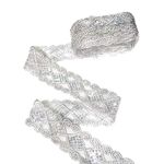 BIKHYY 10 Yards Lace Trim Glitter Sequins Mesh Trim Sewing Supplies Gimp Trim Lace Braid Trim for Wedding Clothing Decorating (Silver)