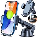 YRU Phone Holder for Cars [2024 Upgraded Military-Grade Super Suction] Universal Mount Windscreen Dashboard Vent, Mobile Phone Automobile Cradles Van for iPhone Samsung Google & All, Gray