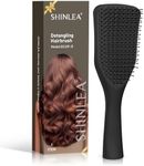 SHINLEA Detangler Hair Brush for Wet & Dry Hair, No Tangle Wave-shaped Soft Bristle Hairbrush for Reduces Breakage, Lightweight Travel Brush Detangling All Hair Types, Black