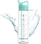 HYDRATE Motivational 900ml Straw Water Bottle ? with Time Markings, BPA-Free (Mint Green)