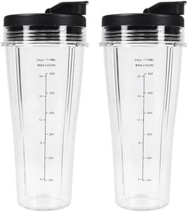 GINOYA Blender Replacement Parts for Ninja Blender BN750UK BN800UK BN495UK CB350UK CB150UK CB100UK, 2pcs Cups with Sleeves Compatible with Ninja Blender