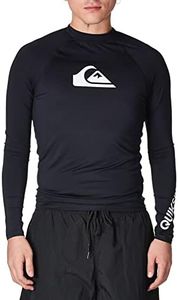 Quiksilver Men's All Time Long Sleeve Rashguard UPF 50 Sun Protection Surf Rash Guard Shirt, Black, Large US