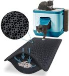 Bazerga Cat Litter Mat for Cat Litter Box and Cat Toilet, Waterproof Non-Toxic, Double Layer 100% EVA with Cat Paw Design. (38 X 61 Black)