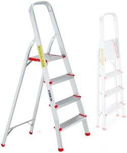 Escabeau à 4 marches BM TOOLS BMT-ESC4-ALU - Haut. de travail : 79 cm - prend peu de place et se range facilement - en Aluminium