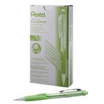 Pentel Twist-Erase CLICK Mechanical Pencil, (0.7mm), CLEAR Barrel, Lime Green Grip, 12 pack (PD277TK)