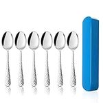 HaWare Kid Spoons, 6 Pcs Stainless Steel Toddler Cutlery Spoons for Kid’s Self Feeding, Small Metal Children Spoon Set for Home Kitchen School, Hammered Design, Mirror Polished& Dishwasher Safe