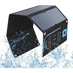 BigBlue Portable Solar Charger 28W with Digital Ammeter,25.4% High-Efficiency, USB-A/USB-C Ports, Folding Waterproof Solar Panels with Carabiners for Camping, Backpacking, Phones, Tablets, Power Bank
