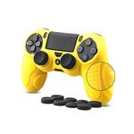 CHIN FAI for PS4 Controller Skin Case Cover with 8 Thumb Grips, Anti-slip Silicone Skin Grip Protector Cover Case For Sony PS4/ SLIM/PRO Controller (Yellow)