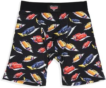 Disney Mens' Cars Lightning McQueen Tag-Free Boxers Underwear Boxer Briefs For Adults (Medium) Black