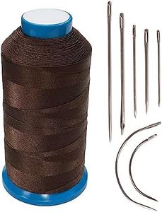 Haobase Hilo de coser de nailon de 1500 yardas T70#69 para cuero, bolso, zapatos, lona, tapicería con kit de agujas de coser (marrón)