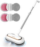 Electric Mop, AlfaBot S2 Cordless Spin Mop for Floor Cleaning, with LED Headlight and Sprayer/400ML Big Tank/60 Mins Runtime, Lightweight Floor Scrubber for Hardwood Floors, Tile, Laminate