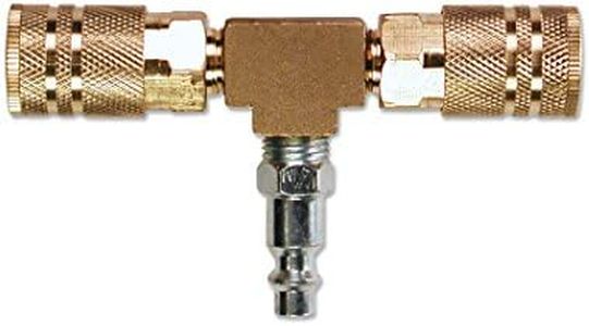 Primefit M1404-4 2-Way T-Style Air Manifold with Industrial 6-Ball Brass Couplers, 1/4"