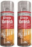 Wood Varnish Clear Gloss 400ML - Acrylic Clear Varnish Gloss Finish Spray Wood Color Paint All Purpose ( 2 Cans)