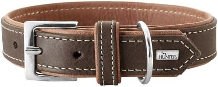 HUNTER Hundehalsband PORTO, Farbe: d-braun/cognac, pflanzlich gegerbtes Olivenleder®, besonders weich & griffig, fellschonend & robust, in Handarbeit gefertigt, Größe: 55