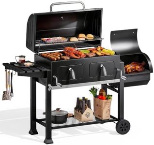 Captiva Designs Charcoal Grills Extra Large BBQ Grill and Offset Smoker