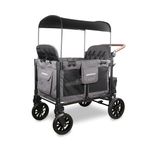 WONDERFOLD W4 Luxe Pro Stroller Wagon (4 Seater) - Collapsible Wagon Stroller with Seats Featuring 5-Point Safety Harnesses and Adjustable Sun Canopy, Charcoal Gray